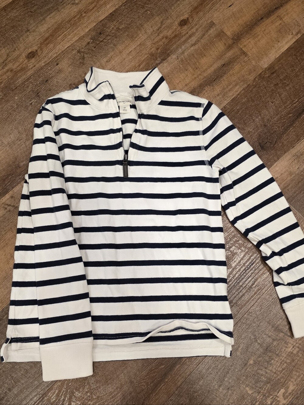 Girls Crewcuts Navy & White Striped Quarter-Zip Pullover Size 10